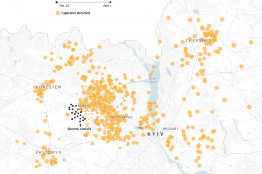 Сейсмологи задокументували російські бомбардування довкола Києва – інтерактивна мапа NYT